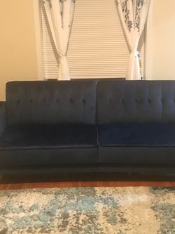 Vintage Dark Blue Convertible Couch