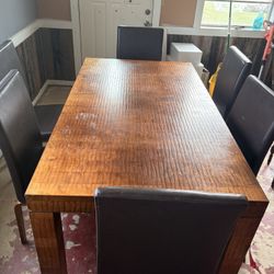 Kitchen Table And 6 Leather Chairs