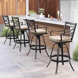 New Cast Iron Set Of 4 Bar Stools 