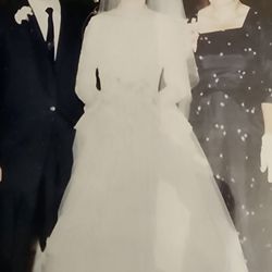 1957 by Arden of Campus Bridal Vintage Lace Wedding Dress And Veil