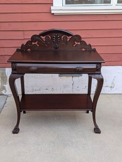 Antique Hand-Carved Puerto Rican Mahogany Console Table