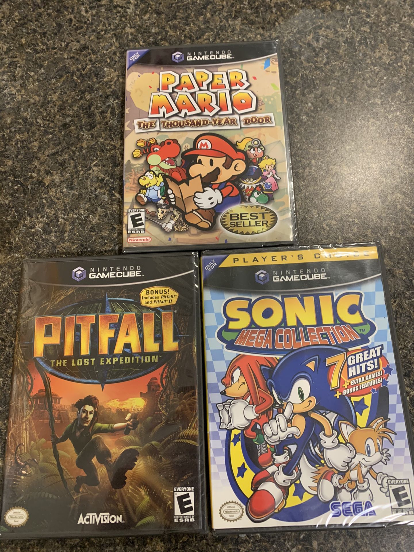 Nintendo GameCube games paper Mario, Sonic, pitfall brand new