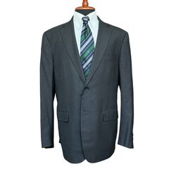 isaia suit jacket men 56 IT/46 US slim fit dark gray wool dual vent aqua spider  . excellent used condition 