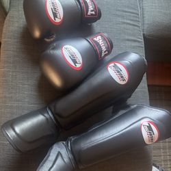 Twins Special 16oz Gloves + Large Shin Guards