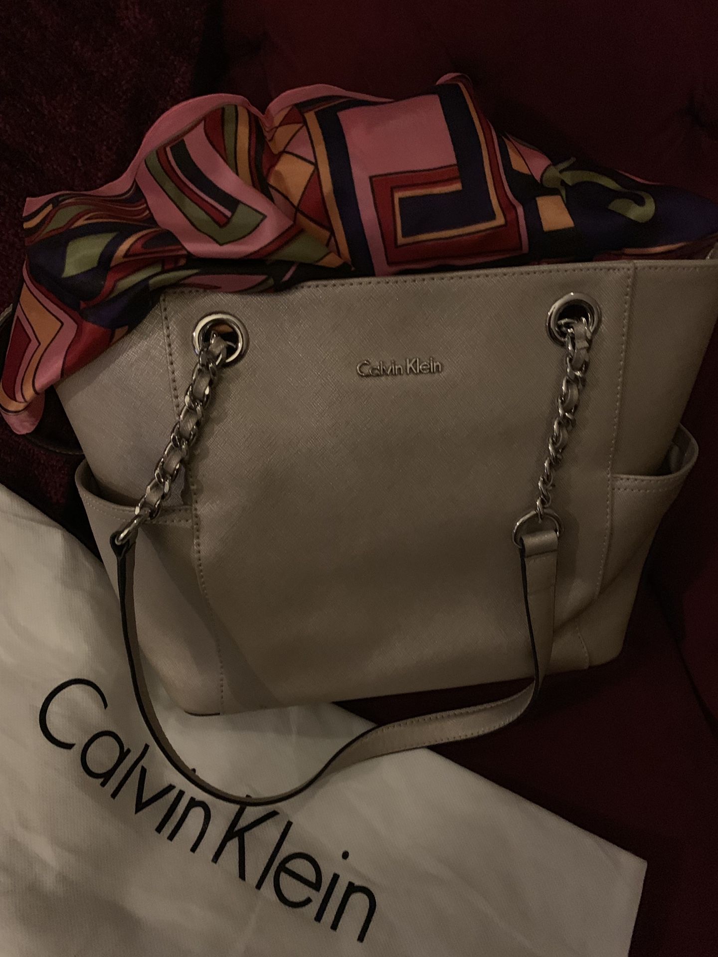 Chainlink Calvin Klein Brown Leather Bag Calvin Klein Chainlink Tote Bag