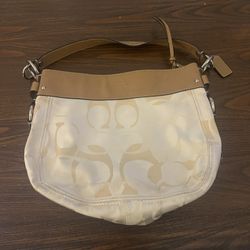 Coach Signature Beige Brown Hobo Bag