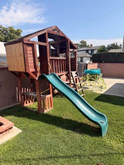 Wooden Backyard Playset with Slide