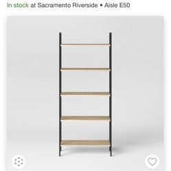 72" Loring 5 Shelf Ladder Bookshelf Vintage Oak - Threshold™: Metal Frame, Open Back Design,