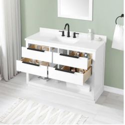 Origin 21 Beecham 48-in White Undermount Single Sink Bathroom Vanity with White Engineered Stone Top