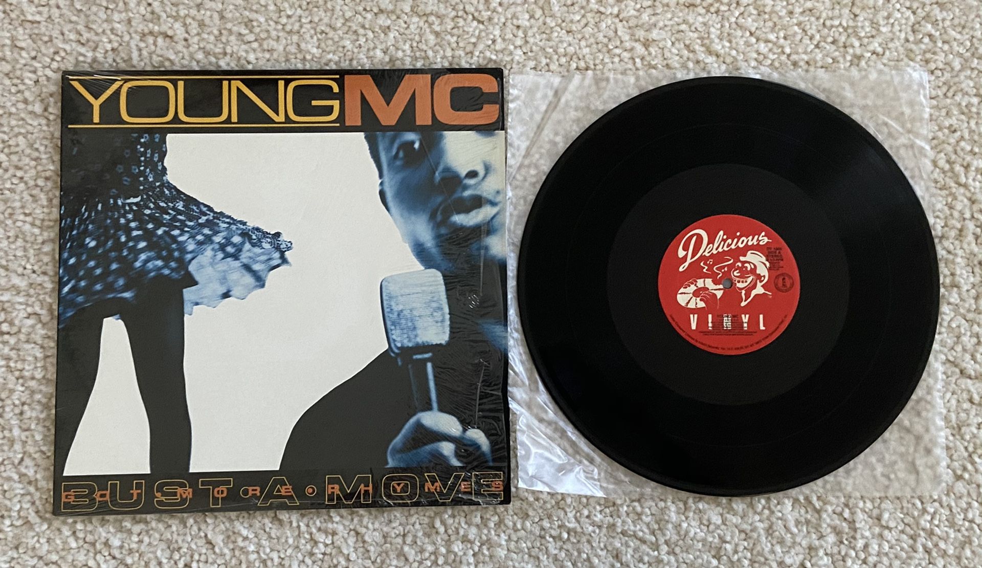 Young MC “Bust A Move” vinyl 12” single 1989 Delicious Records Original 1st Pressing still in tight shrink gorgeous pristine like new vinyl Hip Hop