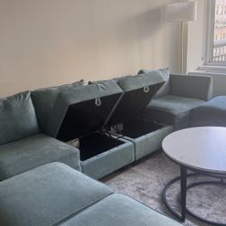 Modular U Shape Sectional Sofa With Storage Ottoman 