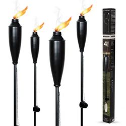2 packs4-Pack Outdoor Metal Torches — 60” Garden / Patio Torches
