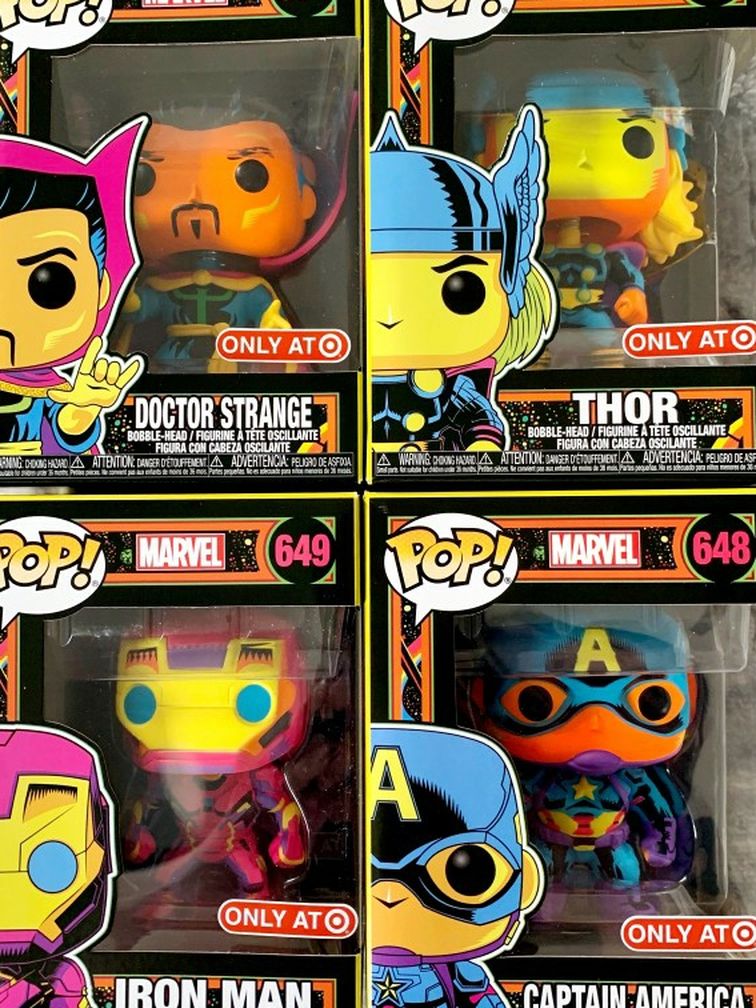 Marvel Black Light Funko Pop Bundle