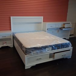 4 Piece Queen Bedroom Set Queen Bed Frame Dresser Mirror And Nightstand