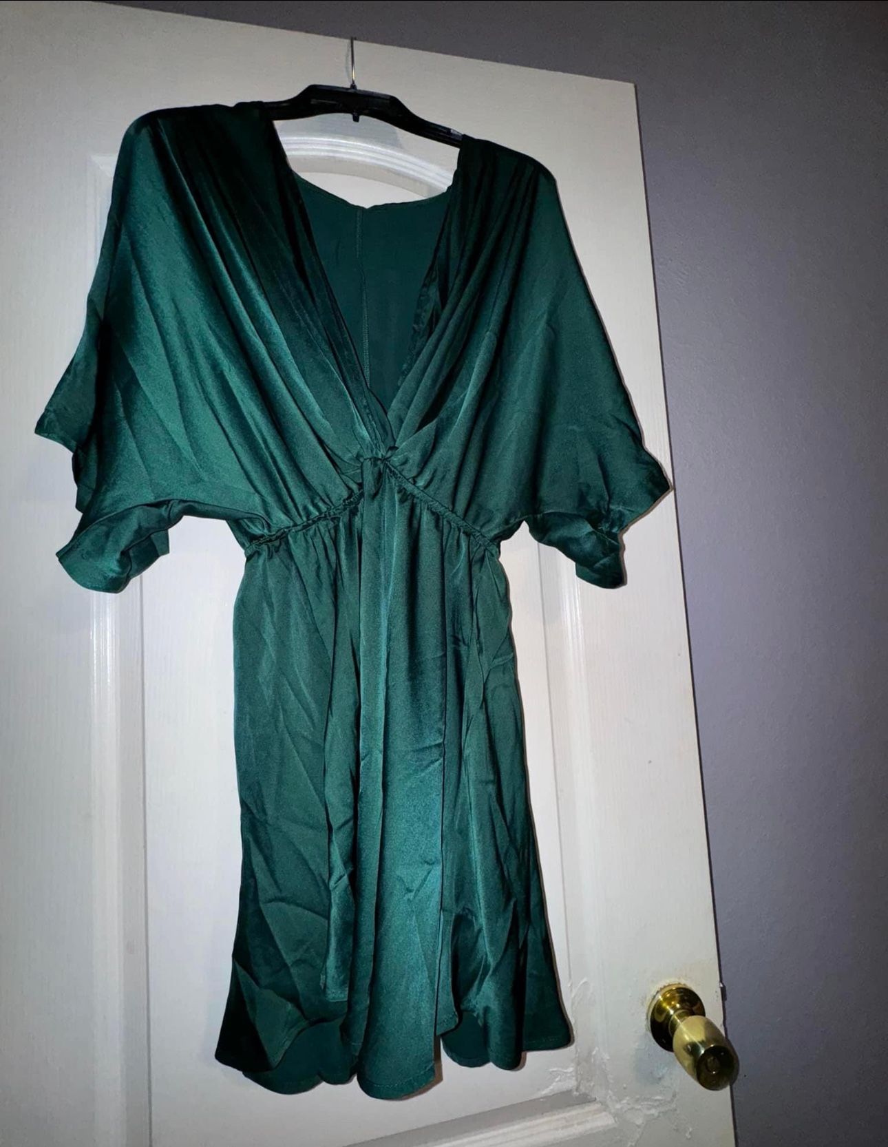 Brand New Size (Large) Hunter Green Silk Dress 