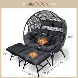 Egg Double Chair With 2 Ottomans
