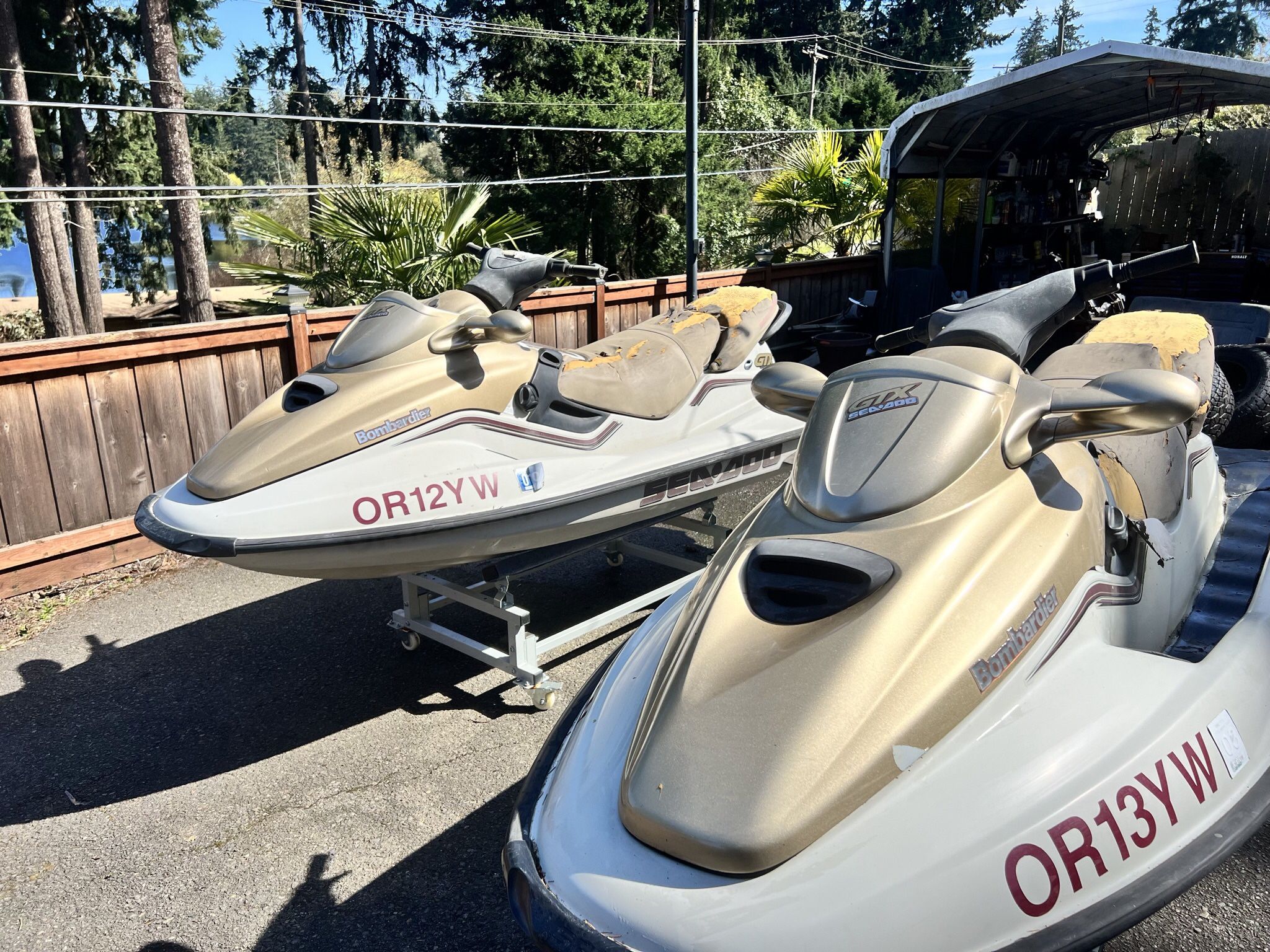 2000 1999 Seadoo Sea Doo GTX 3 Seater Jet Ski Pair, Two, Both Need Work