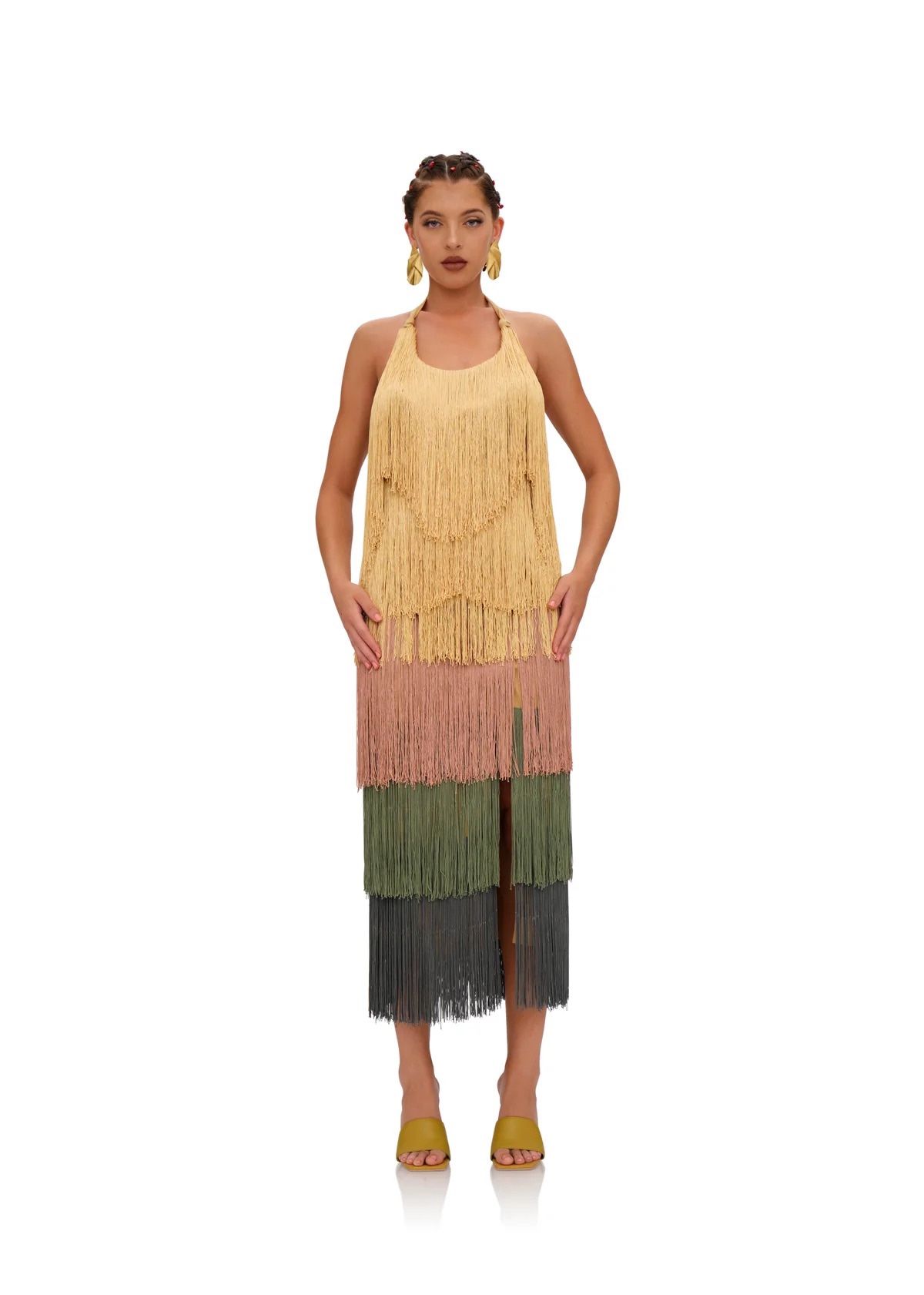 Andrea Iyamah Neme Fringe Dress Size M