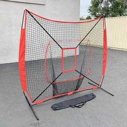 Brand New $55 Baseball & Softball Practice Hitting & Pitching 7x7’ Net with Bow Frame, Carry Bag