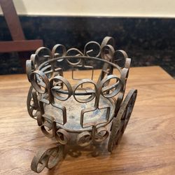 Vintage Wrought Iron Scrollwork Plant Holder