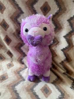 Kellytoy Valentines Day Eyelash Llama Plush Stuffed Animal 12" Purple Hugs Heart