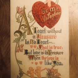 Antique Valentines Day Used Postcard With One Cent Stamp-Early 1900s