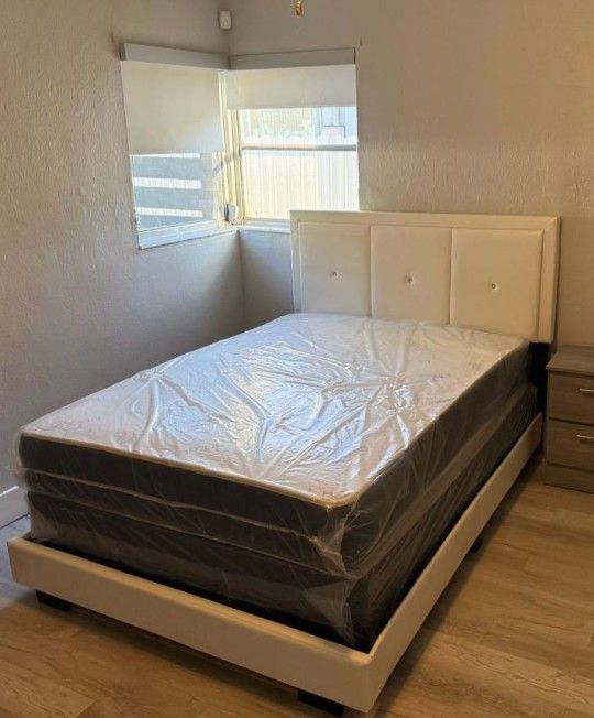 New FULL SIZE BED FRAME WITH MATTRESS NEW BEDROOM FURNITURE SET