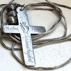 Antique Sterling French Nun’s Cross. February 14, 1909. Valentines Day 