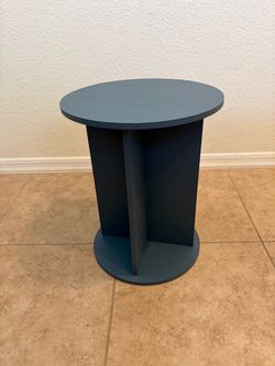 Blue Wood Round Pedestal Side Table