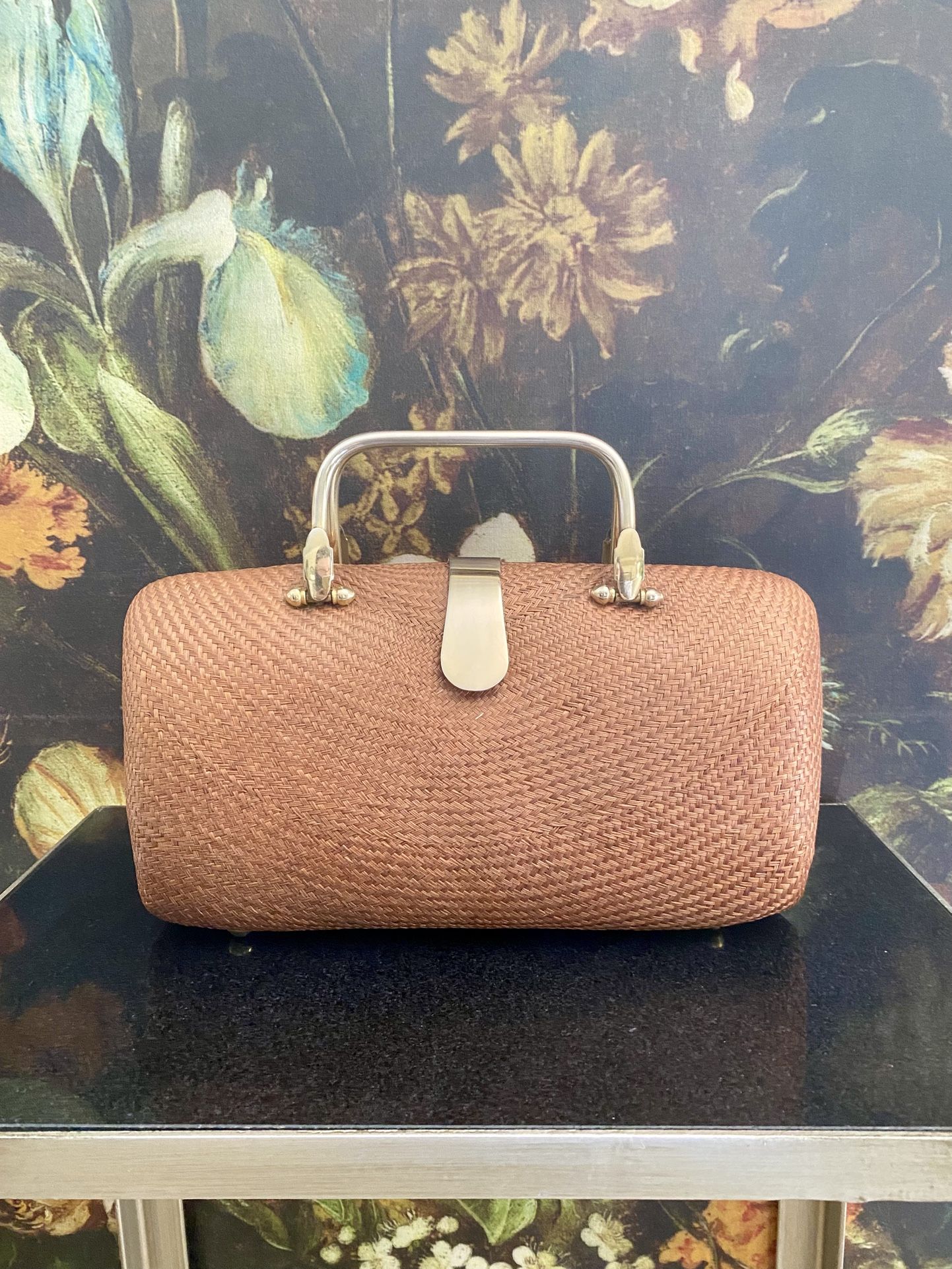 Vintage 60s Bequizo woven hard case handbag