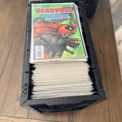 BCW Short Box bin w/mixed Lot of marvel/DC/independent Comic Books