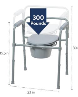 New folding steel bedside commode chair in box