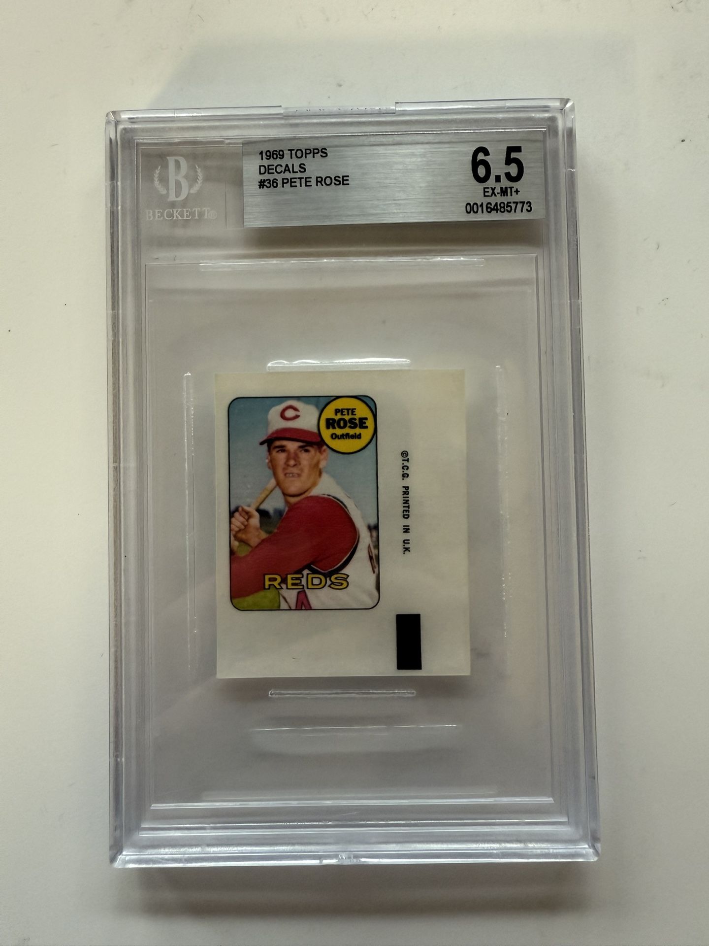 1969 Topps Decals Inserts #36 Pete Rose Card BGS 6.5 EX-MT
