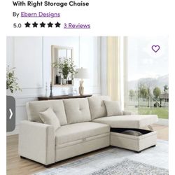 84" Modern Reversible Sleeper Sectional Sofa With Right Storage Chaise For