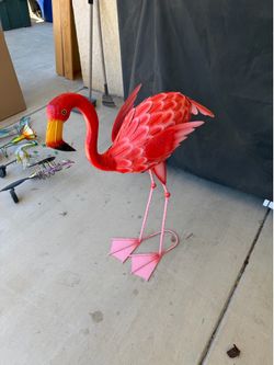 Metal Rocking Flamingo Yard Deco
