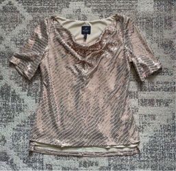 Adrianna Papell rose gold sequin elegant top Size 6