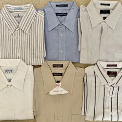 6 Men’s size 17 1/2 Button Down short sleeve Shirts