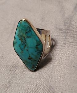 925 Vintage Jay King DTR Turquoise Gemstone Chunky Southwestern Ring Size 7