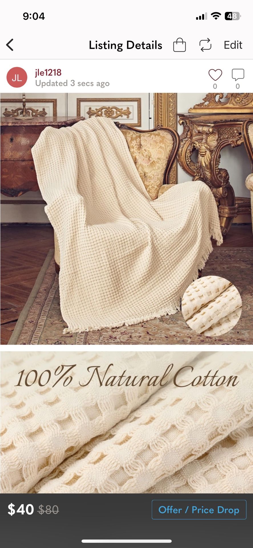 Beige Throw Blanket