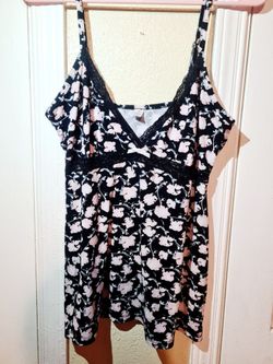 Pink And Black Floral Tank Top Sleepwear Size Medium