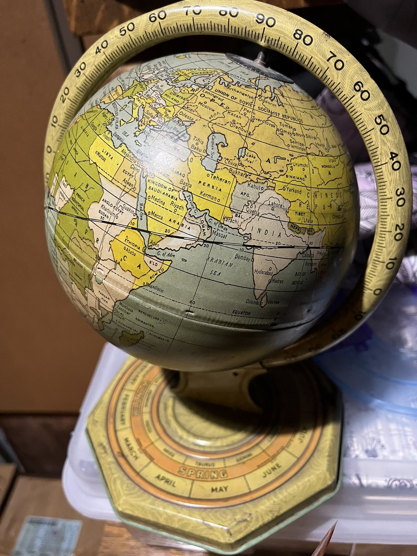 World War II Era Tin Globe