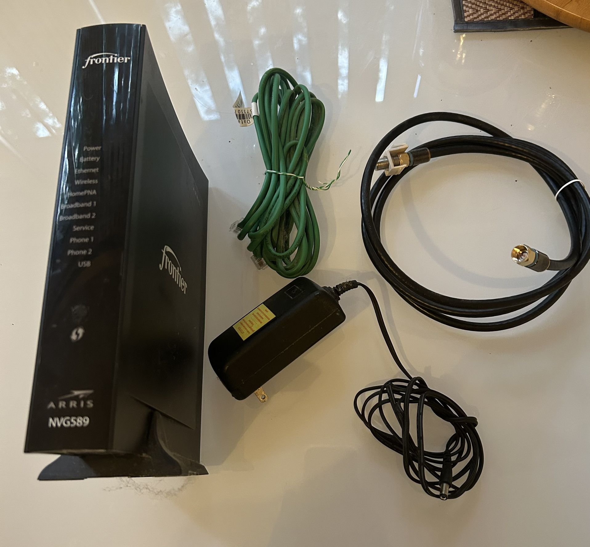 Frontier Arris NVG589 Modem With Power Cord And Wires Included 