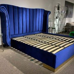 Blue Confor Queen King Panel Bed 