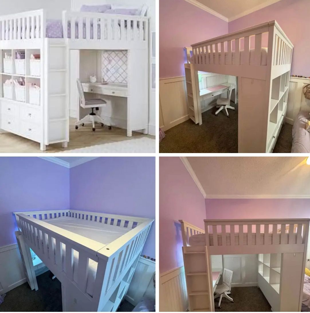 Pottery Barn Kids Elliott Loft Bed – Full Size w/ Desk, Storage & Shelving