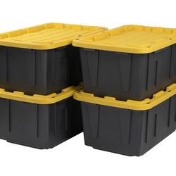 LACK & YELLOW®, 27-Gallon Heavy Duty Tough Storage Container & Snap-Tight Lid, (14.3”H x 20.6”W x 30.6”D), Weather-Resistant Design and Stackable Orga