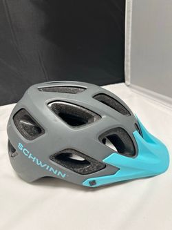 Schwinn Excursion Adult Mountain Bike Helmet Gray Teal Adjustable Visor SW779664-2