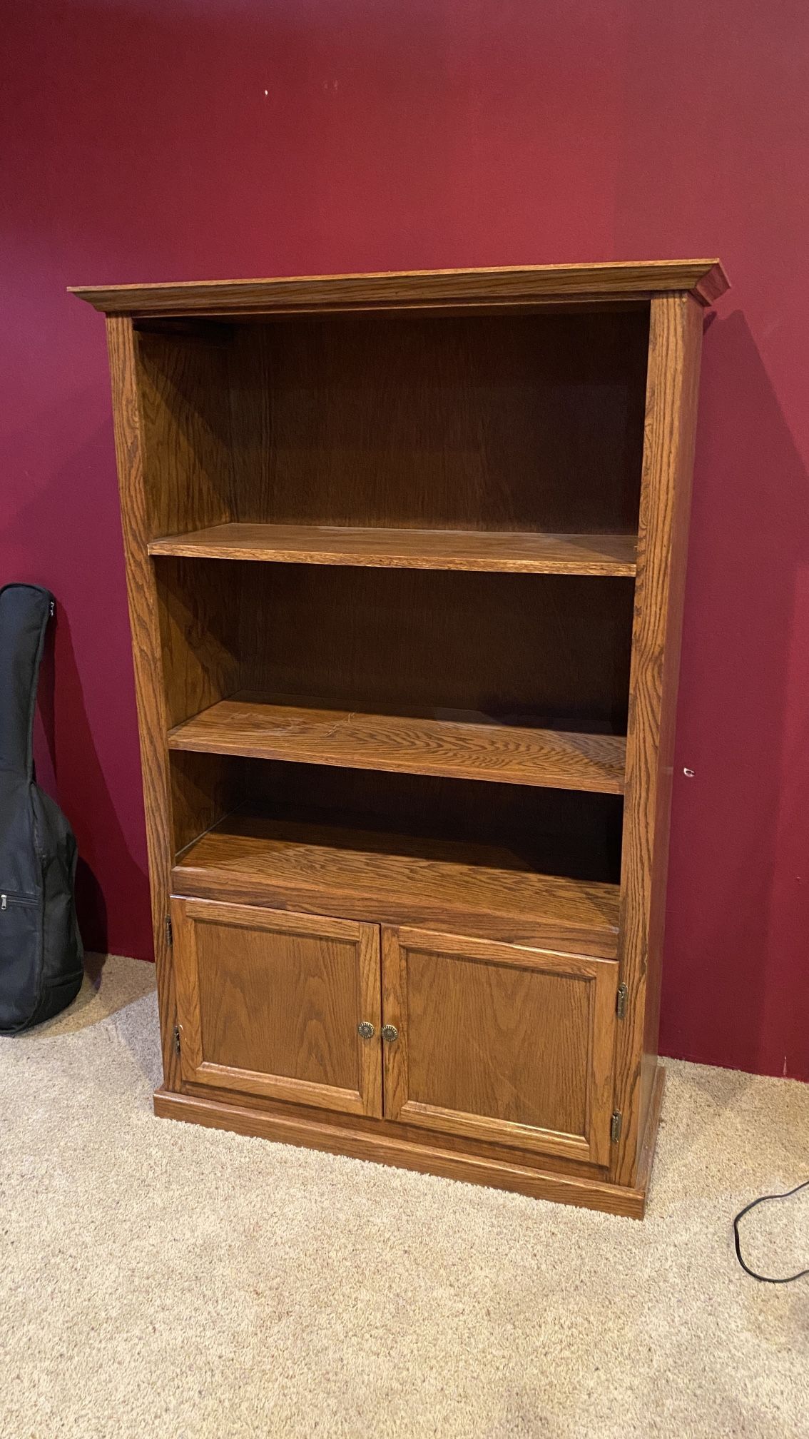 Solid Oak Bookcase Small Tv Stand Shelving Unit Entertainment Center