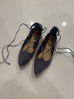 Lace up pointed toe flats