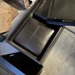 Brown storage ottoman With stools 