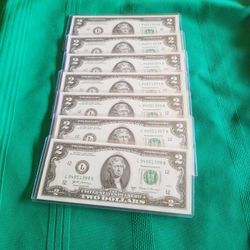 7 $2 Dollar Bills In Sequenced  All For $50